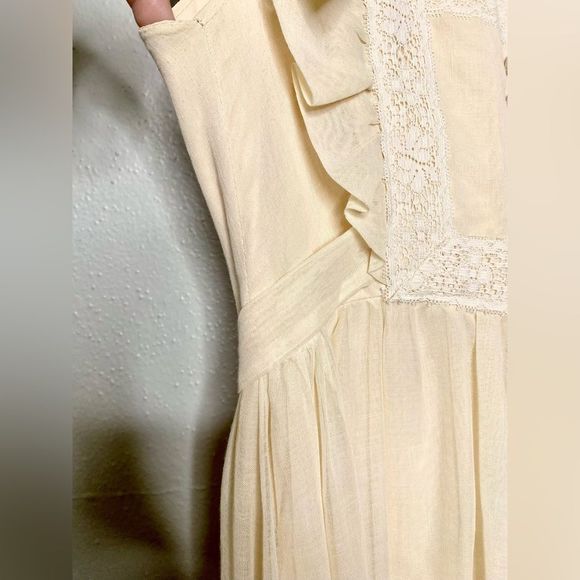 Candi Jones Prairie Pinafore Cotton Crochet Lace Ruffled  Sleeveless Maxi dress - Picture 7 of 15